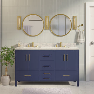 California 60-inch Double Vanity with Carrara Marble Top