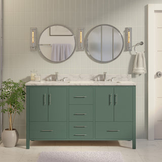 California 60-inch Double Vanity with Carrara Marble Top