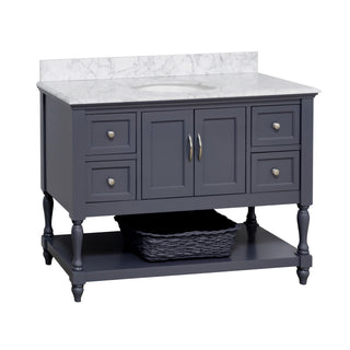 Beverly 48 inch Marine Gray bathroom vanity carrara marble top
