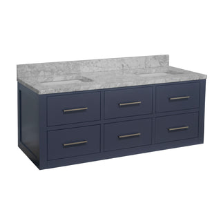 Hellsinki 60 inch double marine gray bathroom vanity carrara marble countertop