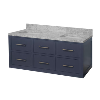 Helsinki 60-inch Double Floating Vanity with Carrara Marble Top