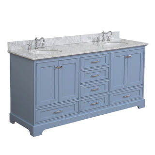 Harper 72-inch Double Sink Powder Blue Bathroom Vanity Carrara Marble Top - Side