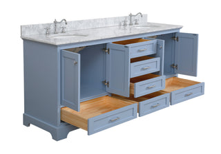 Harper 72-inch Double Sink Powder Blue Bathroom Vanity Carrara Marble Top - Interior
