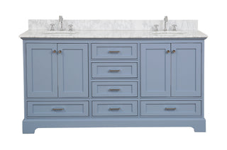 Harper 72-inch Double Sink Powder Blue Bathroom Vanity Carrara Marble Top - Front