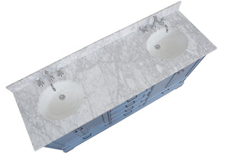 Harper 72-inch Double Sink Powder Blue Bathroom Vanity Carrara Marble Top - Countertop