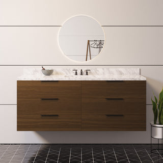 Oslo 60-inch Floating Single Vanity with Carrara Marble Top