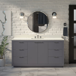 Stockholm 60-inch Single Vanity with Engineered Marble Top