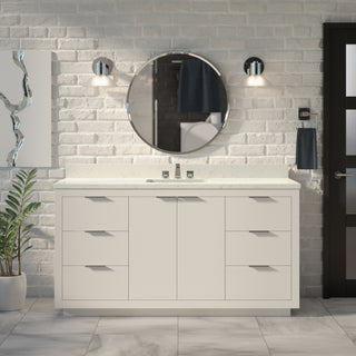 Stockholm 60-inch Single Vanity with Engineered Marble Top