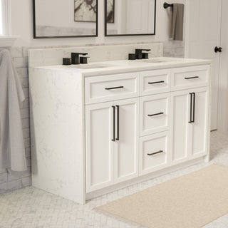 Palisade 60-inch Double Bathroom Vanity with Engineered Marble Top