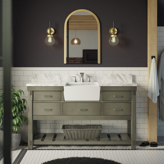 Charlotte 60-inch Single Farmhouse Vanity with Carrara Marble Top