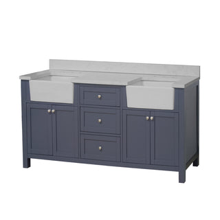 Yorkshire 72-inch Farmhouse Double Vanity with Engineered Marble Top
