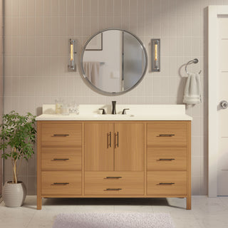 California 60-inch Single Vanity with Matte White Top
