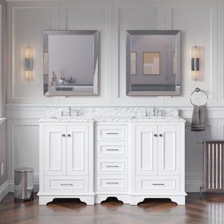 Nantucket 60-inch Double Vanity with Carrara Marble Top