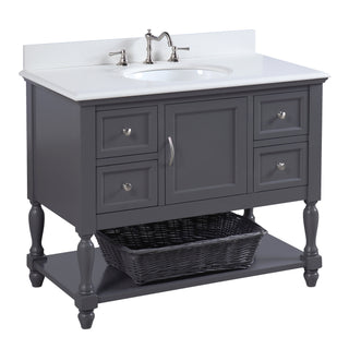 Beverly 42" Charcoal Gray Bathroom Vanity with Quartz Top