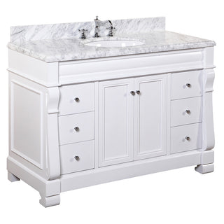Westminster 48" White Bathroom Vanity with Carrara Marble Top