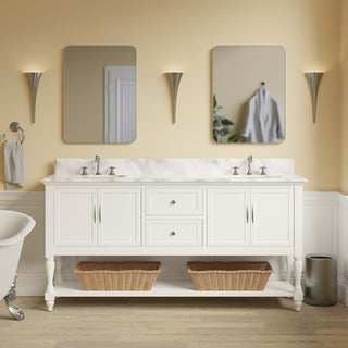 Beverly 72-inch Double Vanity with Carrara Marble Top