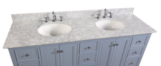 Bella 72-inch Double Sink Powder Blue Bathroom Vanity Carrara Marble Top - Countertop