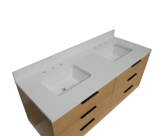 Oslo 60-inch Floating Double Vanity with Matte White Top