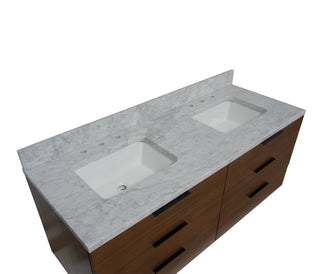 Oslo 60-inch Floating Double Vanity with Carrara Marble Top