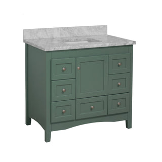 Abbey 42-inch Shaker Bathroom Vanity Green Cabinet Marble Top - Side