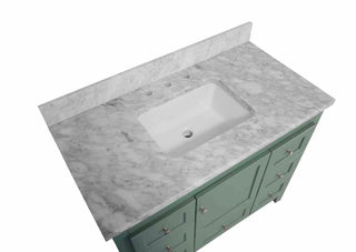 Abbey 42-inch Shaker Bathroom Vanity Green Cabinet Marble Top - Countertop
