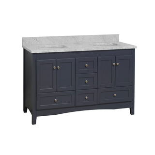 Abbey 60-inch Double Vanity with Carrara Marble Top
