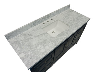 Abbey 60-inch Single Sink Charcoal Gray Bathroom Vanity Carrara Marble Top