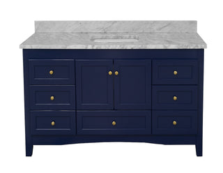 Abbey 60-inch Single Sink Royal Blue Bathroom Vanity Front View