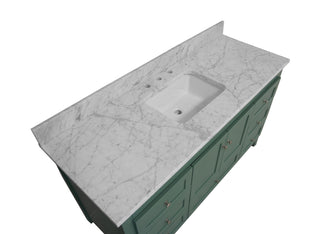 Abbey 60-inch Single Sink Sage Green Bathroom Vanity Carrara Marble Top