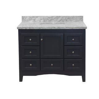 Abbey 42-inch Shaker Bathroom Vanity Gray Cabinet Marble Top - Front