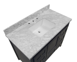 Abbey 42-inch Shaker Bathroom Vanity Gray Cabinet Marble Top - Countertop