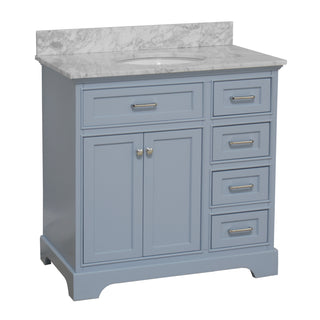 aria 36 inch powder blue bathroom vanity carrara marble countertop