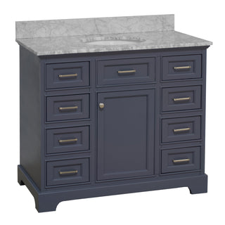 aria 42 inch marine gray bathroom vantiy carrara marble countertop