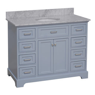 aria 48 inch powder blue bathroom vanity carrara marble countertop