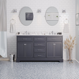 Aria 60-inch Double Vanity with Carrara Marble Top