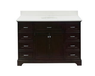 Aria 60-inch Single Vanity Brown Cabinet Quartz Top Front