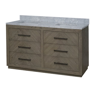 Avery 60-inch Double Vanity with Carrara Marble Top