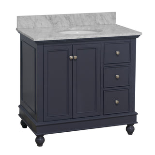 bella 36 inch marine gray bathroom vanity carrara marble countertop