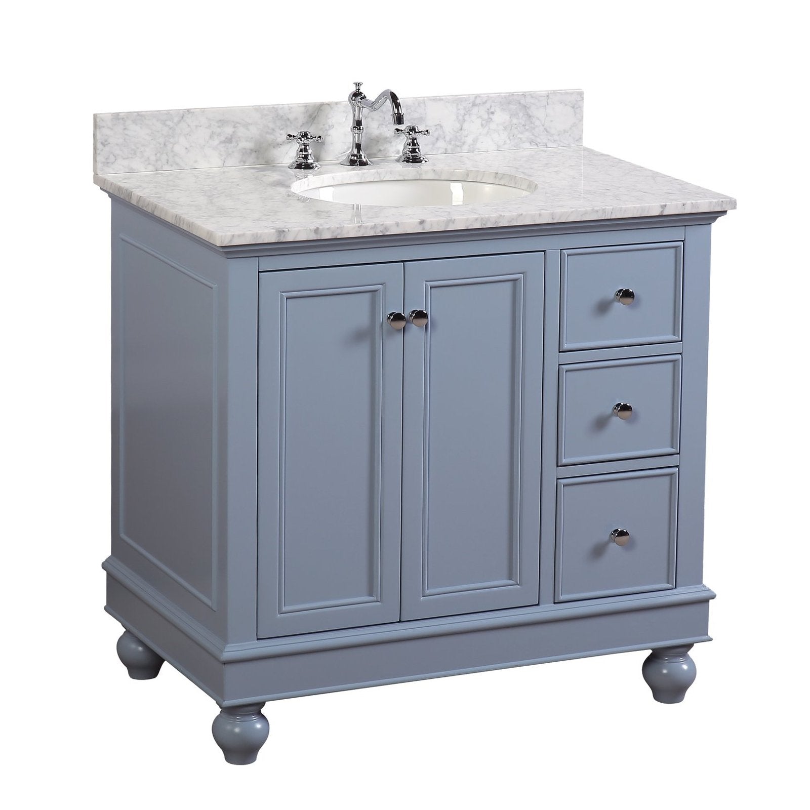 thumbnail image 2 of Runfine 36-in Baltic Birch Undermount Single Sink Bathroom Vanity With Carrara White Engineered Stone Top In Yellow | RF110437 2 of 13