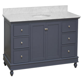 bella 48 inch marine gray bathroom vanity carrara marble countertop