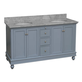 bella 60 inch double powder blue bathroom vanity carrara marble countertop