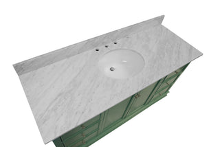 Bella 60-inch Single Bathroom Vanity Sage Green Cabinet Carrara Marble Countertop