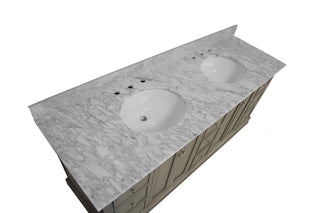 Bella 72-inch Double Sink Weathered Gray Bathroom Vanity Carrara Marble Top - Countertop