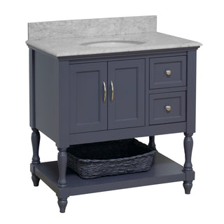 beverly 36 inch marine gray bathroom vanity carrara marble countertop