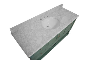 Beverly 60-inch Single Vanity Green Cabinet Carrara Marble Countertop