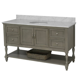 Beverly 60-inch Single Vanity Weathered Gray Cabinet