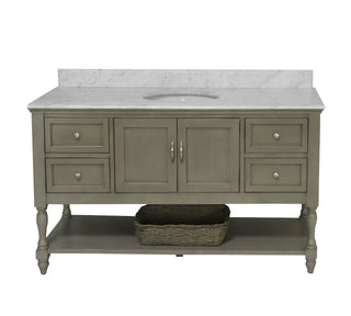 Beverly 60-inch Single Vanity Weathered Gray Cabinet Front View