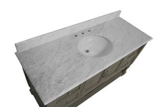 Beverly 60-inch Single Vanity Weathered Cabinet Carrara Marble Countertop