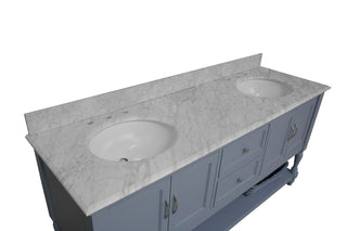 Beverly 72-inch Double Vanity with Carrara Marble Top