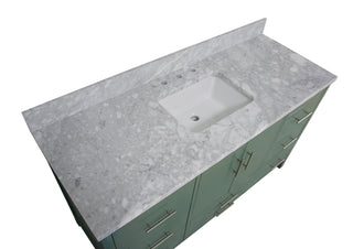 California Modern Bathroom Vanity Sage Green Cabinet - Carrara Marble Countertop